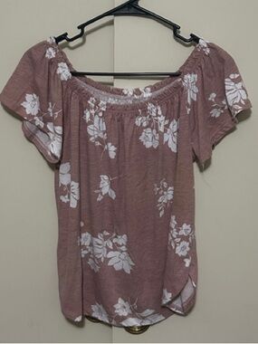 Cold Crush Dusty Rose Floral Off-Shoulder Blouse
